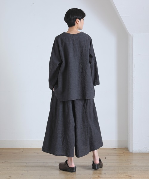 美品 22SS プランテーション メランジFLAT/カーディガン M 綿麻 Plantation（プランテーション）の「メランジFLAT/カーディガン