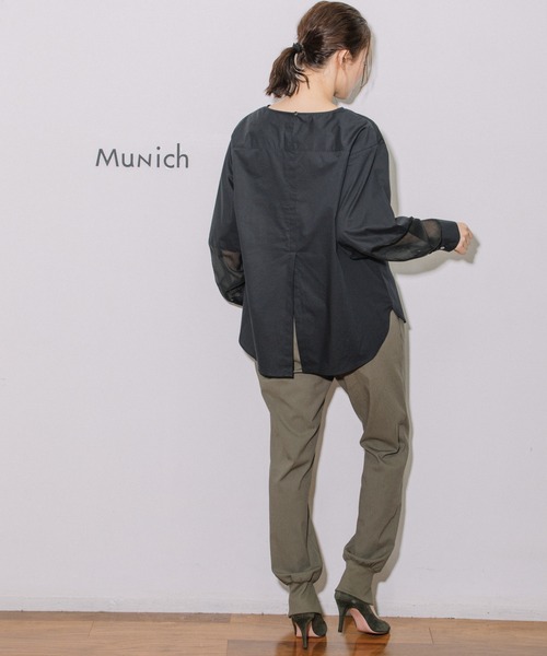 Munich（ミューニック）の「コットンシルク×オーガンジードッキングブラウス（シャツ/ブラウス・レディース・ホワイト/ブラック/ライトベージュ・FREE）」の9枚目の写真