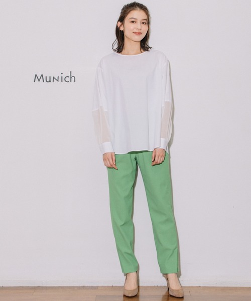Munich（ミューニック）の「コットンシルク×オーガンジードッキングブラウス（シャツ/ブラウス・レディース・ホワイト/ブラック/ライトベージュ・FREE）」の6枚目の写真