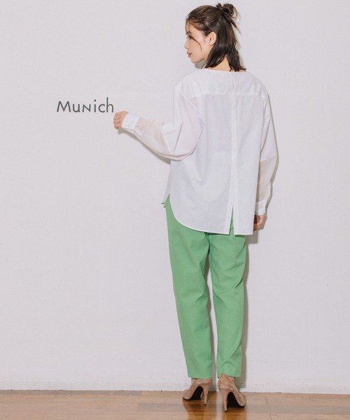 Munich（ミューニック）の「コットンシルク×オーガンジードッキングブラウス（シャツ/ブラウス・レディース・ホワイト/ブラック/ライトベージュ・FREE）」の19枚目の写真