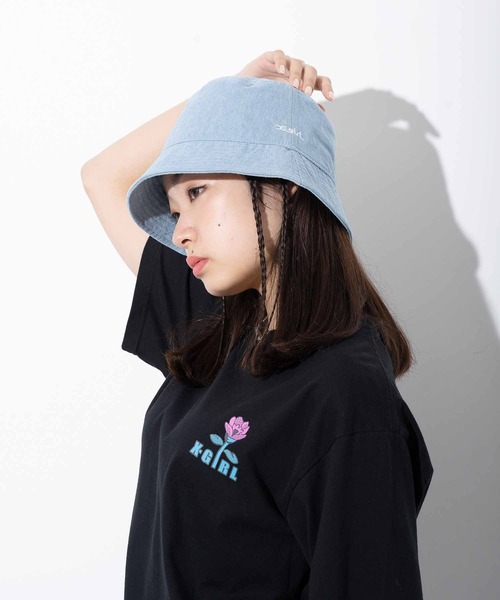 X-girl（エックスガール）の「BASIC BUCKET HAT/ベーシック　バケットハット（ハット・レディース・ホワイト/ブラック/ライトインディゴブルー/ライトパープル・ONE SIZE）」の18枚目の写真