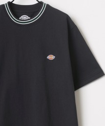 Dickies/ディッキーズ オーバーサイズ ミニロゴワッペン ワンポイント刺繍 半袖Tシャツ/リブライン リンガーT/レディース メンズ