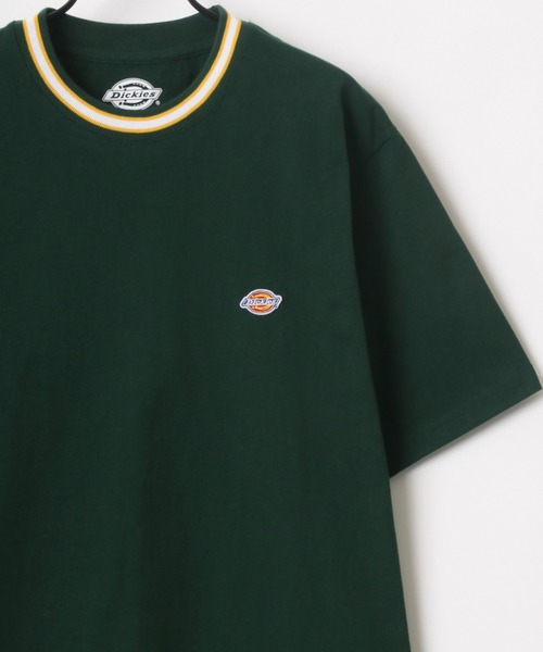 Dickies（ディッキーズ）の「Dickies/ディッキーズ オーバーサイズ ミニロゴワッペン ワンポイント刺繍 半袖Tシャツ/リブライン リンガーT/レディース メンズ（Tシャツ/カットソー・メンズ・ホワイト/ブラック/ダークグリーン/サックスブルー/オートミール/ブラック系その他/ベージュ系その他/グリーン系その他/ブルー系その他/スミクロ/ベージュ系その他2/オレンジ/ベージュ/ホワイト系その他/ブラック系その他2・M/L/XL）」の12枚目の写真