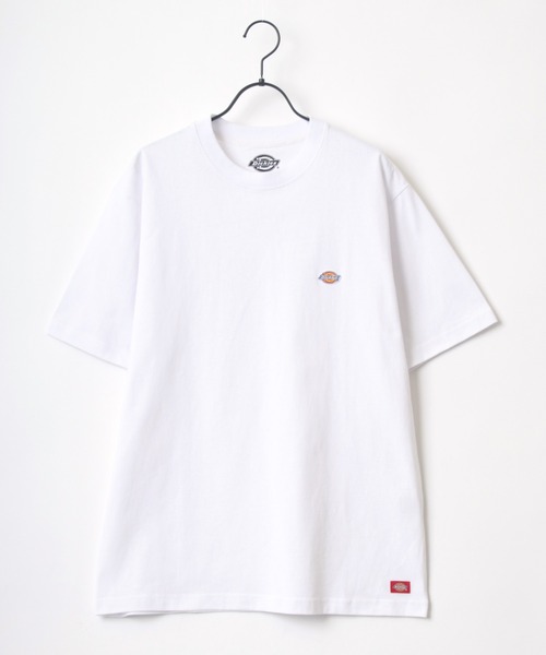 Dickies（ディッキーズ）の「Dickies/ディッキーズ オーバーサイズ ミニロゴワッペン ワンポイント刺繍 半袖Tシャツ/リブライン リンガーT/レディース メンズ（Tシャツ/カットソー・メンズ・ホワイト/ブラック/ダークグリーン/サックスブルー/オートミール/ブラック系その他/ベージュ系その他/グリーン系その他/ブルー系その他/スミクロ/ベージュ系その他2/オレンジ/ベージュ/ホワイト系その他/ブラック系その他2・M/L/XL）」の16枚目の写真