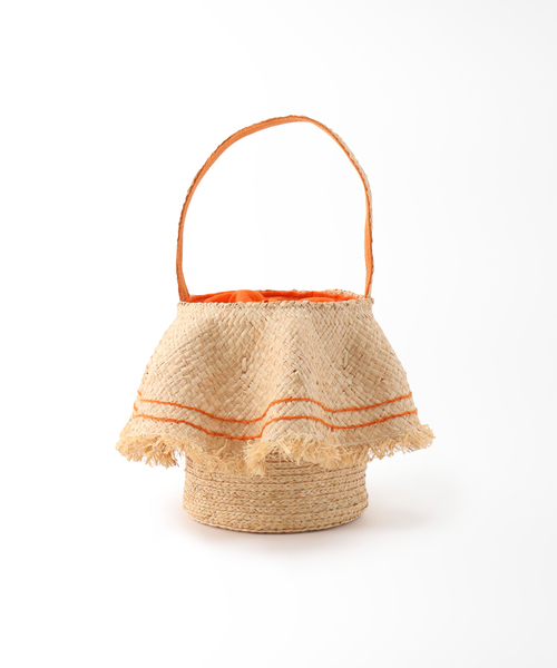 kakatoo(カカトゥ)の「KAKATOO ラフィアフリルカゴバッグ(かごバッグ・レディース・オレンジ・FREE)」の1枚目の写真