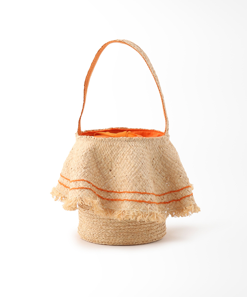 kakatoo(カカトゥ)の「KAKATOO ラフィアフリルカゴバッグ(かごバッグ・レディース・オレンジ・FREE)」の13枚目の写真