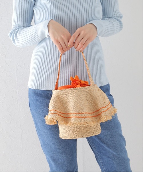 kakatoo(カカトゥ)の「KAKATOO ラフィアフリルカゴバッグ(かごバッグ・レディース・オレンジ・FREE)」の7枚目の写真