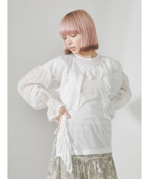 merry jenny（メリージェニー）の「floralショートシアーブラウス（シャツ/ブラウス・レディース・ブラック/オフホワイト/アイボリー・FREE）」の22枚目の写真