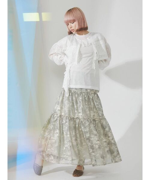 merry jenny（メリージェニー）の「floralショートシアーブラウス（シャツ/ブラウス・レディース・ブラック/オフホワイト/アイボリー・FREE）」の17枚目の写真