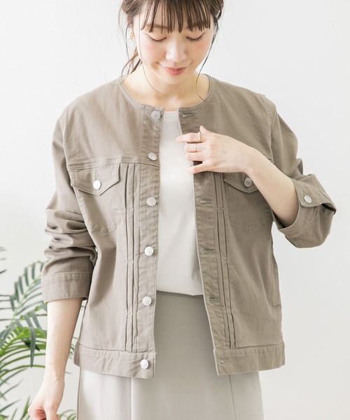 URBAN RESEARCH Sonny Label（アーバンリサーチサニーレーベル）の「ノーカラーコットンジャケット（デニムジャケット・レディース・オフホワイト/インディゴブルー/グレー系その他・FREE）」の2枚目の写真