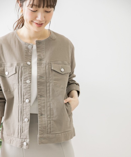 URBAN RESEARCH Sonny Label（アーバンリサーチサニーレーベル）の「ノーカラーコットンジャケット（デニムジャケット・レディース・オフホワイト/インディゴブルー/グレー系その他・FREE）」の12枚目の写真