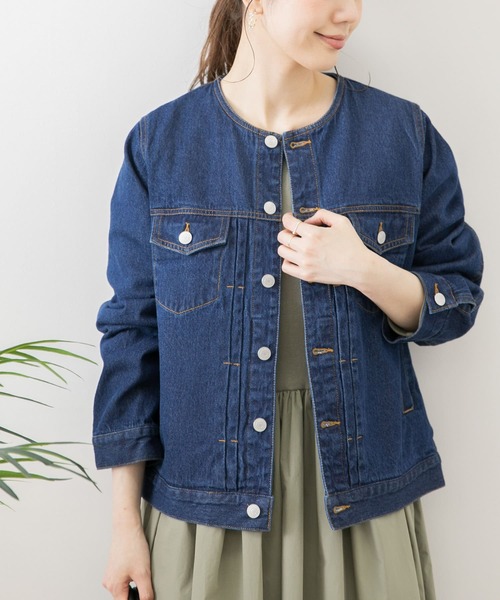 URBAN RESEARCH Sonny Label（アーバンリサーチサニーレーベル）の「ノーカラーコットンジャケット（デニムジャケット・レディース・オフホワイト/インディゴブルー/グレー系その他・FREE）」の13枚目の写真