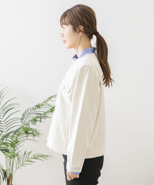URBAN RESEARCH Sonny Label（アーバンリサーチサニーレーベル）の「ノーカラーコットンジャケット（デニムジャケット・レディース・オフホワイト/インディゴブルー/グレー系その他・FREE）」の21枚目の写真