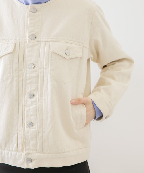 URBAN RESEARCH Sonny Label（アーバンリサーチサニーレーベル）の「ノーカラーコットンジャケット（デニムジャケット・レディース・オフホワイト/インディゴブルー/グレー系その他・FREE）」の14枚目の写真