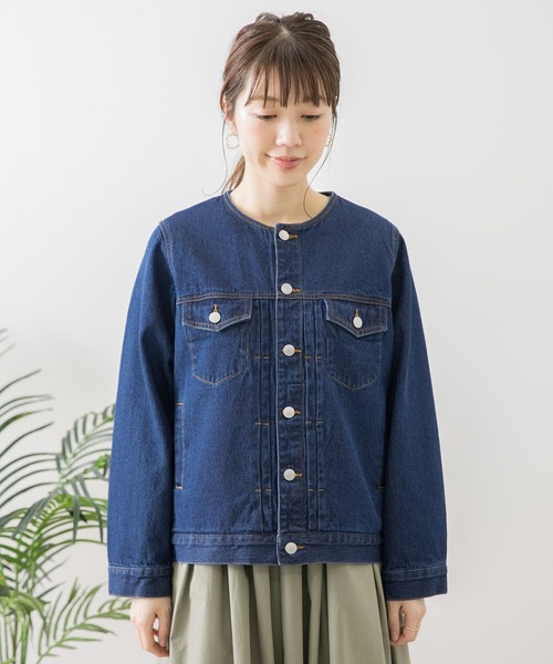 URBAN RESEARCH Sonny Label（アーバンリサーチサニーレーベル）の「ノーカラーコットンジャケット（デニムジャケット・レディース・オフホワイト/インディゴブルー/グレー系その他・FREE）」の10枚目の写真