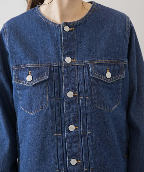 URBAN RESEARCH Sonny Label（アーバンリサーチサニーレーベル）の「ノーカラーコットンジャケット（デニムジャケット・レディース・オフホワイト/インディゴブルー/グレー系その他・FREE）」の22枚目の写真