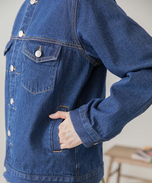 URBAN RESEARCH Sonny Label（アーバンリサーチサニーレーベル）の「ノーカラーコットンジャケット（デニムジャケット・レディース・オフホワイト/インディゴブルー/グレー系その他・FREE）」の15枚目の写真
