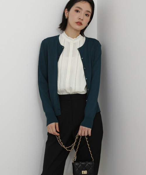 NATURAL BEAUTY BASIC(ナチュラルビューティーベーシック)の「レーヨンナイロン16Gカーディガン(カーディガン/ボレロ・レディース・ブラック/オフホワイト/オレンジ/グリーン・MEDIUM)」の3枚目の写真