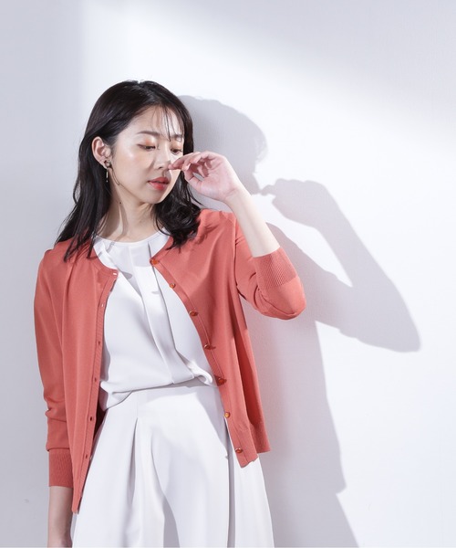 NATURAL BEAUTY BASIC(ナチュラルビューティーベーシック)の「レーヨンナイロン16Gカーディガン(カーディガン/ボレロ・レディース・ブラック/オフホワイト/オレンジ/グリーン・MEDIUM)」の20枚目の写真