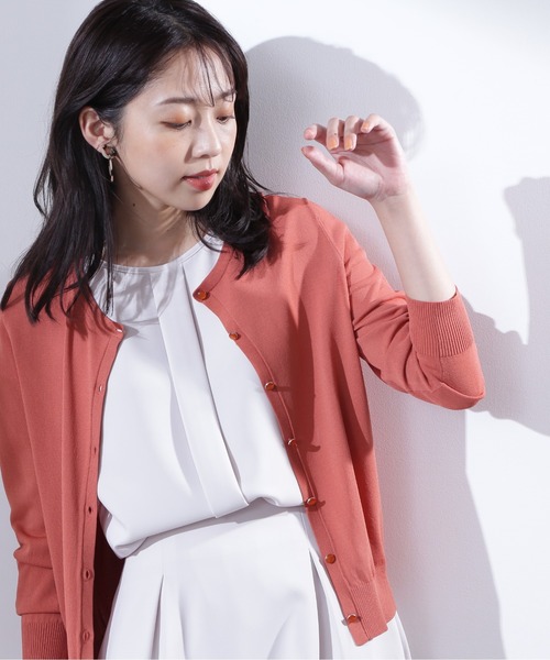NATURAL BEAUTY BASIC(ナチュラルビューティーベーシック)の「レーヨンナイロン16Gカーディガン(カーディガン/ボレロ・レディース・ブラック/オフホワイト/オレンジ/グリーン・MEDIUM)」の18枚目の写真