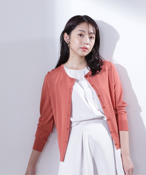 NATURAL BEAUTY BASIC(ナチュラルビューティーベーシック)の「レーヨンナイロン16Gカーディガン(カーディガン/ボレロ・レディース・ブラック/オフホワイト/オレンジ/グリーン・MEDIUM)」の19枚目の写真