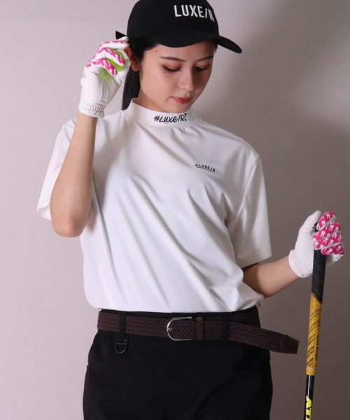 ラグスタイル LUXSTYLE LUXE R ラグジュ 襟ロゴプリント半袖ポロシャツ ポロシャツ 半袖 メンズ ゴルフウェア 接触冷感 吸水速乾 ロゴ 4-1ホワイト -靴 ファッション通販 自宅で試着 気軽に返品