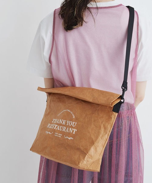 I am I in fact...（アイアムアイインファクト）の「THANK YOU RESTAURANT paper bag（ショルダーバッグ・レディース・ベージュ/ピンク・FREE）」の21枚目の写真
