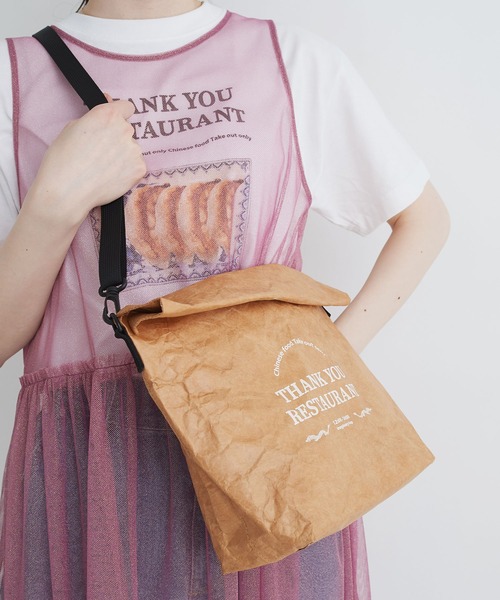 I am I in fact...（アイアムアイインファクト）の「THANK YOU RESTAURANT paper bag（ショルダーバッグ・レディース・ベージュ/ピンク・FREE）」の22枚目の写真