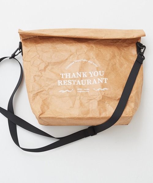 I am I in fact...（アイアムアイインファクト）の「THANK YOU RESTAURANT paper bag（ショルダーバッグ・レディース・ベージュ/ピンク・FREE）」の4枚目の写真