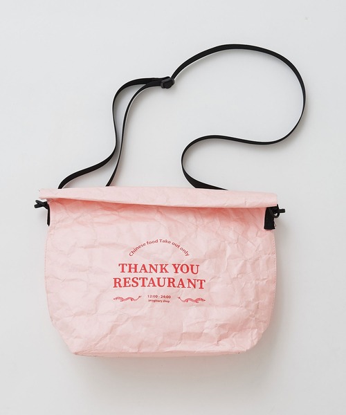 I am I in fact...（アイアムアイインファクト）の「THANK YOU RESTAURANT paper bag（ショルダーバッグ・レディース・ベージュ/ピンク・FREE）」の3枚目の写真