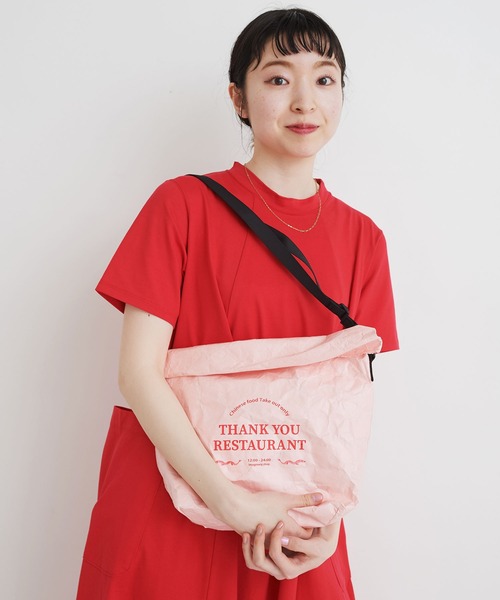 I am I in fact...（アイアムアイインファクト）の「THANK YOU RESTAURANT paper bag（ショルダーバッグ・レディース・ベージュ/ピンク・FREE）」の15枚目の写真