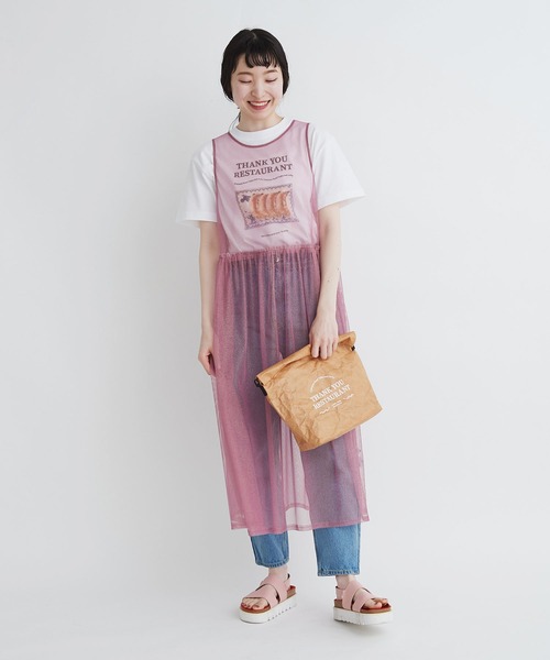 I am I in fact...（アイアムアイインファクト）の「THANK YOU RESTAURANT paper bag（ショルダーバッグ・レディース・ベージュ/ピンク・FREE）」の8枚目の写真