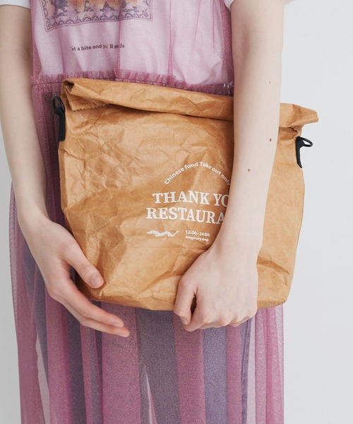 I am I in fact...（アイアムアイインファクト）の「THANK YOU RESTAURANT paper bag（ショルダーバッグ・レディース・ベージュ/ピンク・FREE）」の6枚目の写真