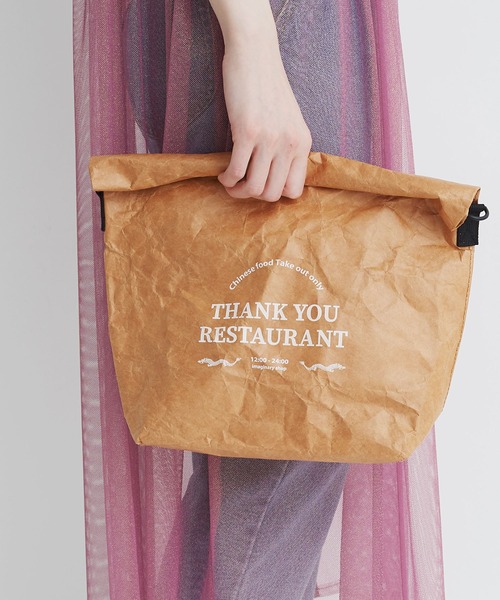 I am I in fact...（アイアムアイインファクト）の「THANK YOU RESTAURANT paper bag（ショルダーバッグ・レディース・ベージュ/ピンク・FREE）」の5枚目の写真