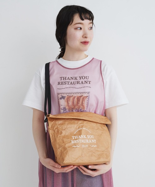 I am I in fact...（アイアムアイインファクト）の「THANK YOU RESTAURANT paper bag（ショルダーバッグ・レディース・ベージュ/ピンク・FREE）」の20枚目の写真