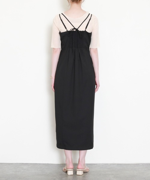 archives（アルシーヴ）の「Ｂａｃｋリボンスリットキャミワンピース（ワンピース・レディース・ブラック/アイボリー/ブルーグレー・MEDIUM）」の11枚目の写真