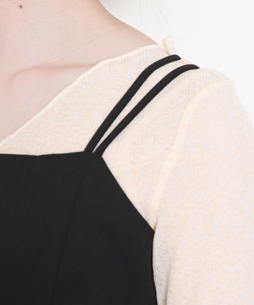 archives（アルシーヴ）の「Ｂａｃｋリボンスリットキャミワンピース（ワンピース・レディース・ブラック/アイボリー/ブルーグレー・MEDIUM）」の9枚目の写真