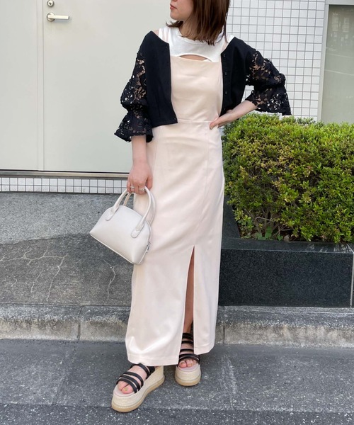 archives（アルシーヴ）の「Ｂａｃｋリボンスリットキャミワンピース（ワンピース・レディース・ブラック/アイボリー/ブルーグレー・MEDIUM）」の10枚目の写真