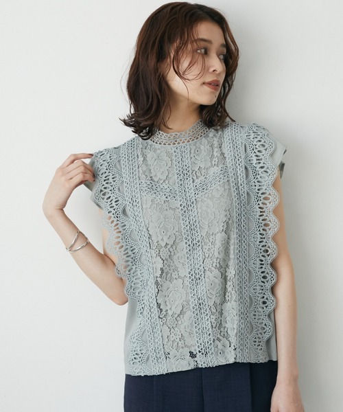 ELENCARE DUE(エレンカーレデュエ)の「・ELENCARE DUE イロイロレースノースリブラウス(シャツ/ブラウス・レディース・ブラック/オフホワイト/イエロー/ライトカーキ・FREE)」の3枚目の写真