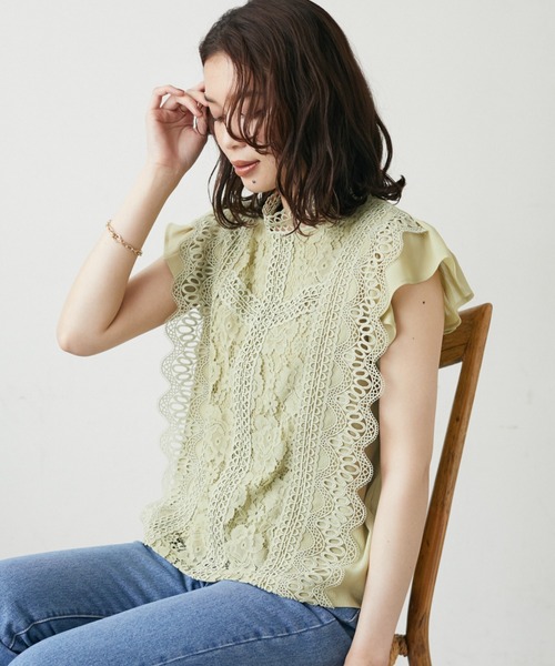 ELENCARE DUE(エレンカーレデュエ)の「・ELENCARE DUE イロイロレースノースリブラウス(シャツ/ブラウス・レディース・ブラック/オフホワイト/イエロー/ライトカーキ・FREE)」の4枚目の写真