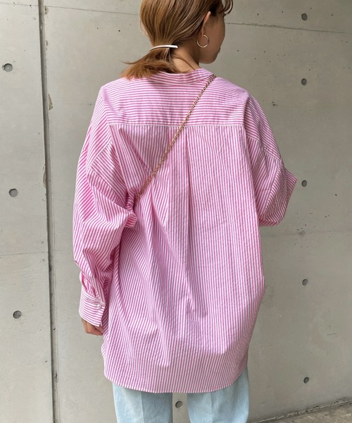 【限定品】 DouDou（ドゥドゥ）の「NEWパールボタンストライプシャツ トップス