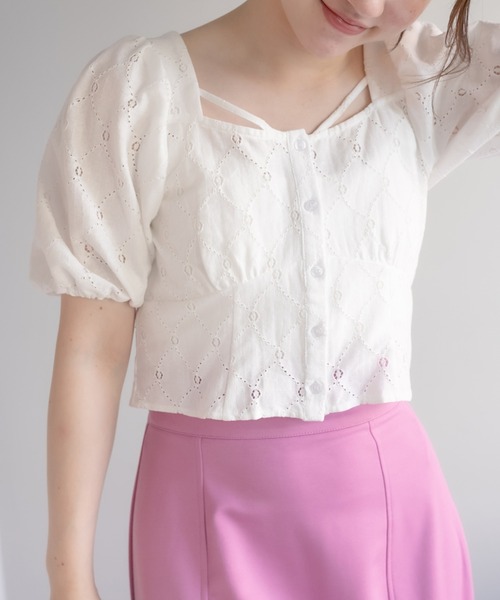 OLIVE des OLIVE(オリーブデオリーブ)の「前開きコンパクトブラウス(シャツ/ブラウス・レディース・ブラック/オフホワイト/オレンジ・FREE)」の2枚目の写真