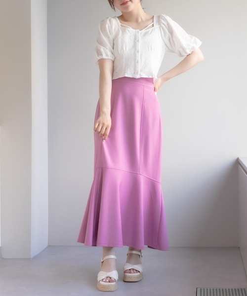 OLIVE des OLIVE(オリーブデオリーブ)の「前開きコンパクトブラウス(シャツ/ブラウス・レディース・ブラック/オフホワイト/オレンジ・FREE)」の4枚目の写真