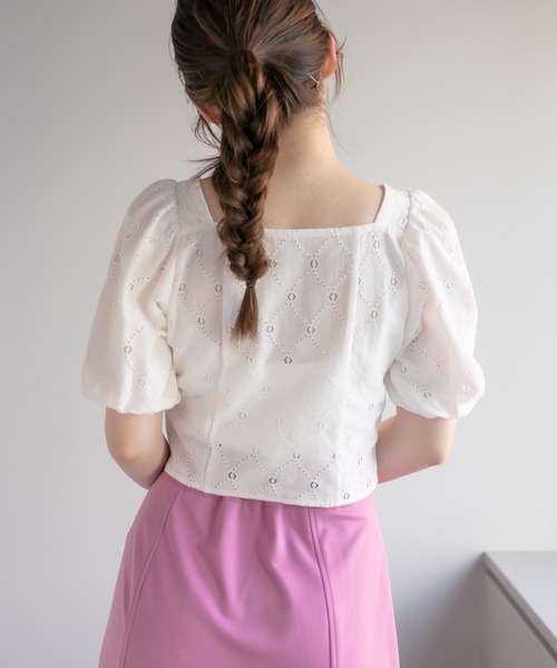 OLIVE des OLIVE(オリーブデオリーブ)の「前開きコンパクトブラウス(シャツ/ブラウス・レディース・ブラック/オフホワイト/オレンジ・FREE)」の9枚目の写真