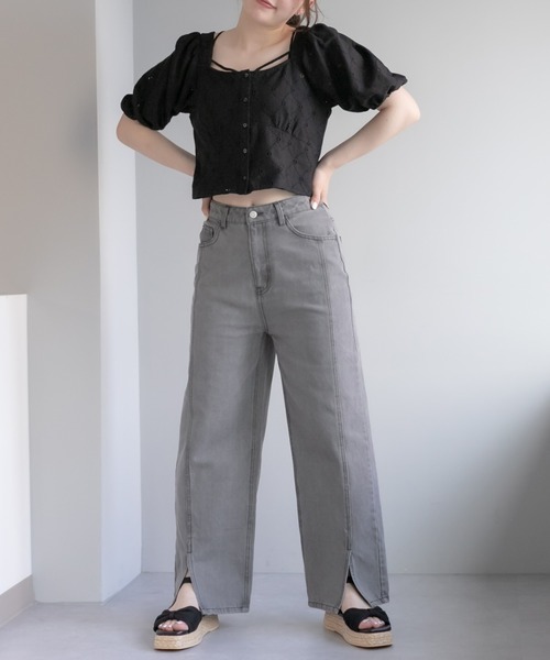 OLIVE des OLIVE(オリーブデオリーブ)の「前開きコンパクトブラウス(シャツ/ブラウス・レディース・ブラック/オフホワイト/オレンジ・FREE)」の10枚目の写真