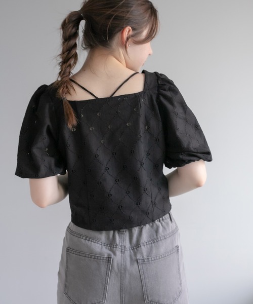 OLIVE des OLIVE(オリーブデオリーブ)の「前開きコンパクトブラウス(シャツ/ブラウス・レディース・ブラック/オフホワイト/オレンジ・FREE)」の15枚目の写真