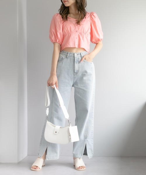 OLIVE des OLIVE(オリーブデオリーブ)の「前開きコンパクトブラウス(シャツ/ブラウス・レディース・ブラック/オフホワイト/オレンジ・FREE)」の16枚目の写真