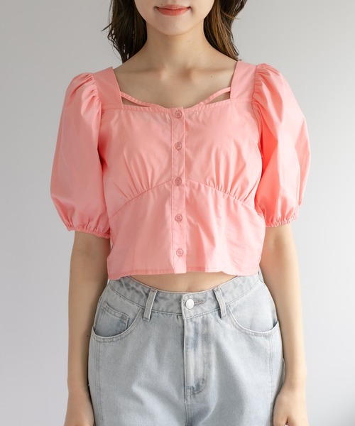 OLIVE des OLIVE(オリーブデオリーブ)の「前開きコンパクトブラウス(シャツ/ブラウス・レディース・ブラック/オフホワイト/オレンジ・FREE)」の22枚目の写真