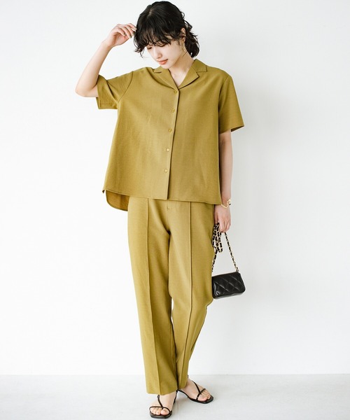 haco!（ハコ）の「雨にも負けず賢くきれいにお手軽に！楽ちんなのにきちんと見えする　お仕事にも便利な撥水加工の開衿シャツ（シャツ/ブラウス・レディース・マスタード/ダークネイビー・SMALL/MEDIUM/LARGE/X-LARGE）」の17枚目の写真