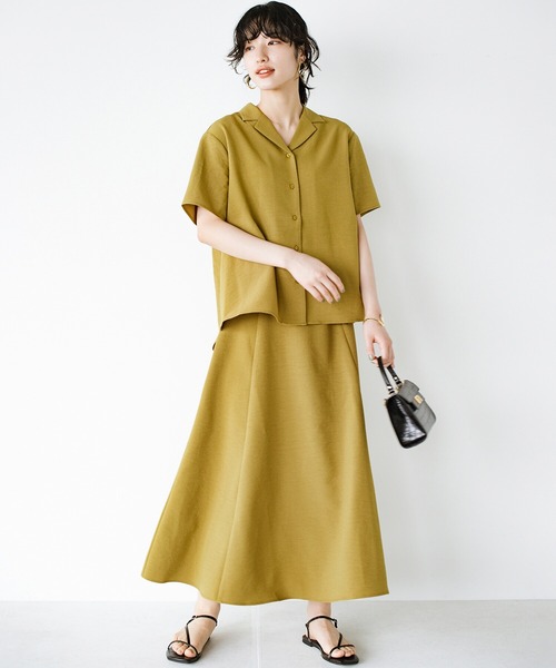 haco!（ハコ）の「雨にも負けず賢くきれいにお手軽に！楽ちんなのにきちんと見えする　お仕事にも便利な撥水加工の開衿シャツ（シャツ/ブラウス・レディース・マスタード/ダークネイビー・SMALL/MEDIUM/LARGE/X-LARGE）」の20枚目の写真